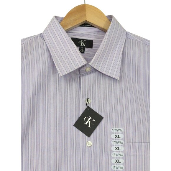Calvin Klein Shirt Mens XL Purple‎ Stripe Button Up Long Sleeve Business Casual - Picture 3 of 13
